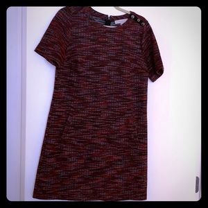 Loft dress-red/black/gray patterned with pockets